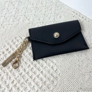 Aldo Black Faux Leather Card Holder Key Clip Minimalist Bag Charm